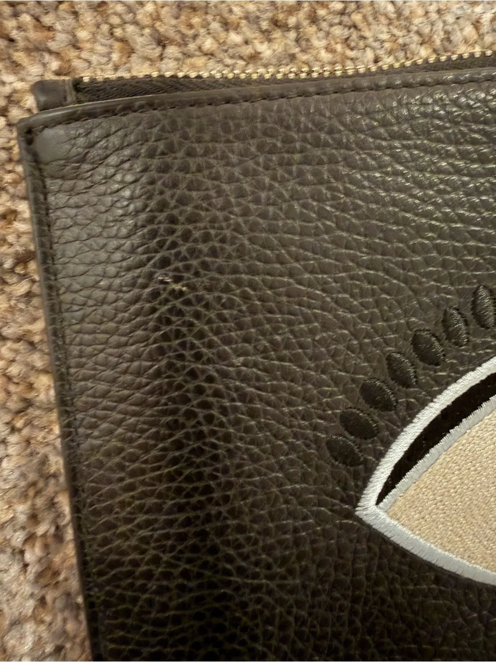 Kenzo Black pebbled leather zip clutch unisex retails $400